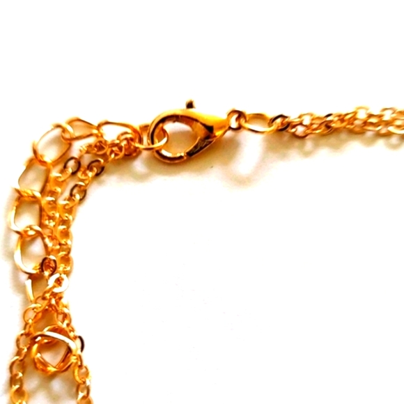 Vintage Gold Diamond Shaped Pendant Double Strand Anklet/Bracelet - Picture 3 of 3